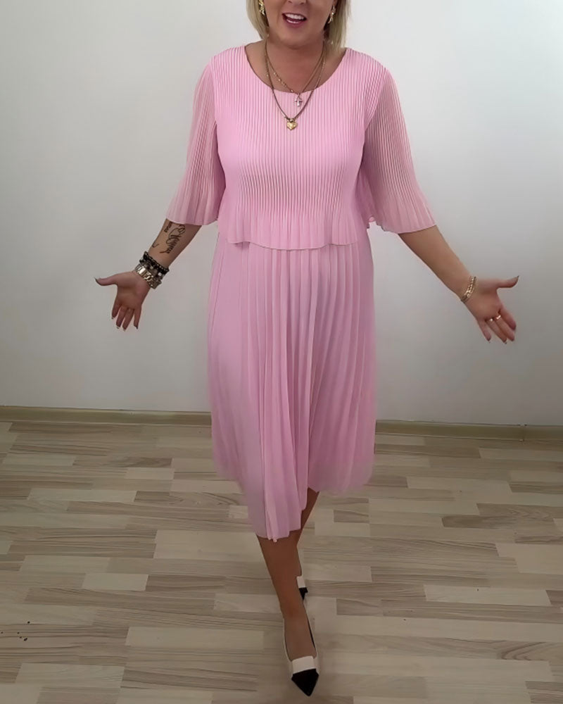 Klänning Veckad Mellanlång Ärm