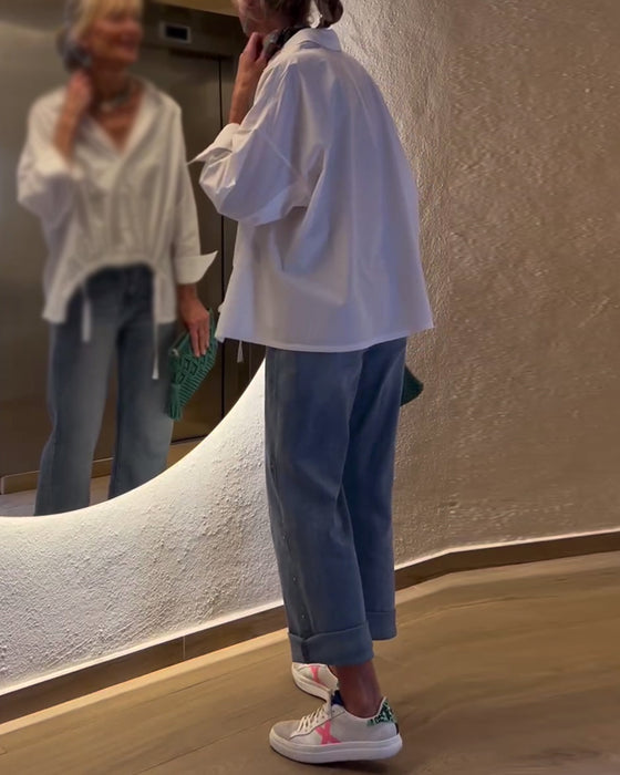 Pendlande enfärgad kavajtopp