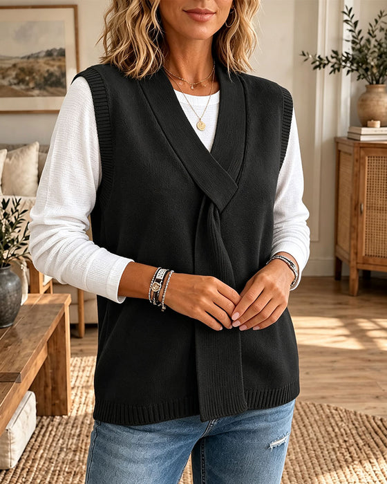 Väst Ärmlös V-Hals Tröja