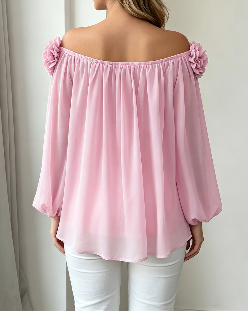 Topp Off-Shoulder Rosett Utställd