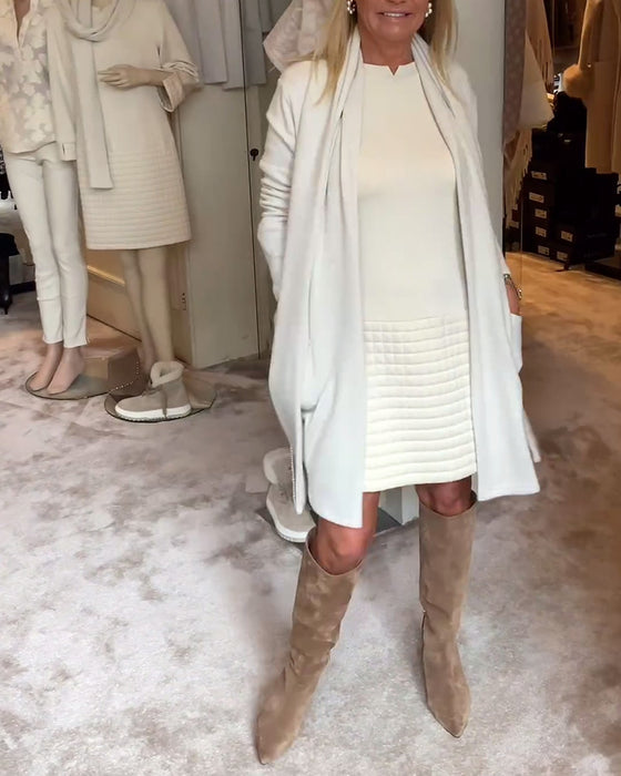 Enkel enfärgad elegant tröja klänning