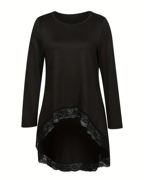 Oregelbunden Långärmad Topp Med Mesh-Lappverk