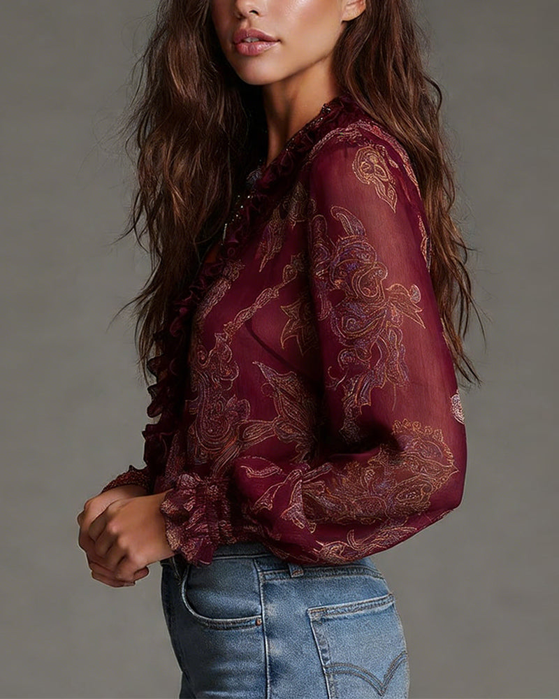 Blus Halvbläster Rysche Retro