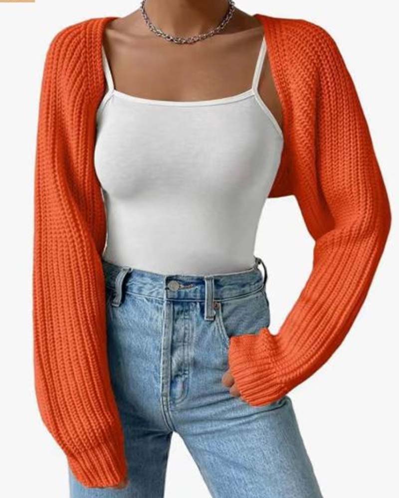 Cardigan Solid Färg Lång Ärm Kort