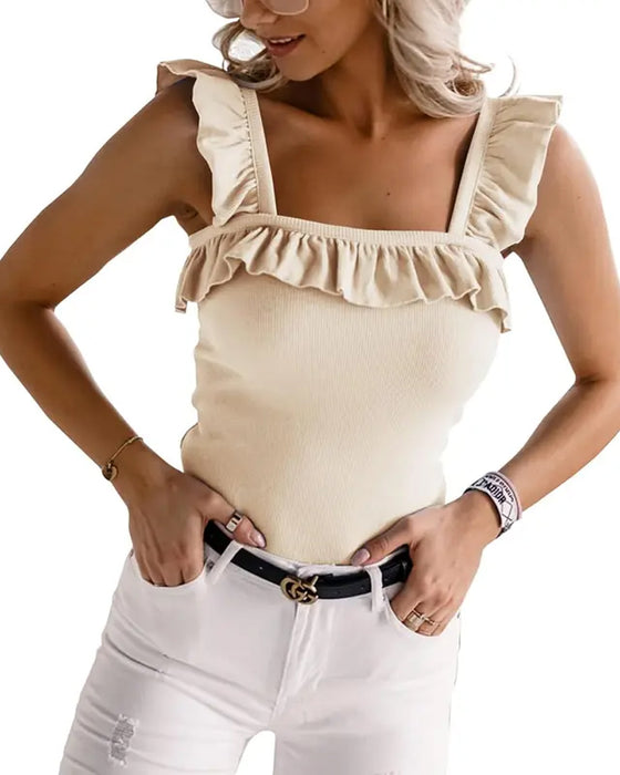 Cami Top Ruffle Kant Räfflad