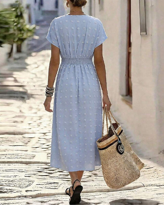 Klädning V-Hals Midja Casual