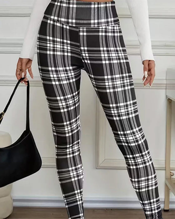 Leggings Rutigt Tryck Termisk