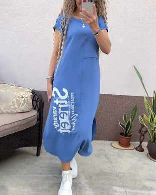 Klänning Sexig Slits Kort Ärm