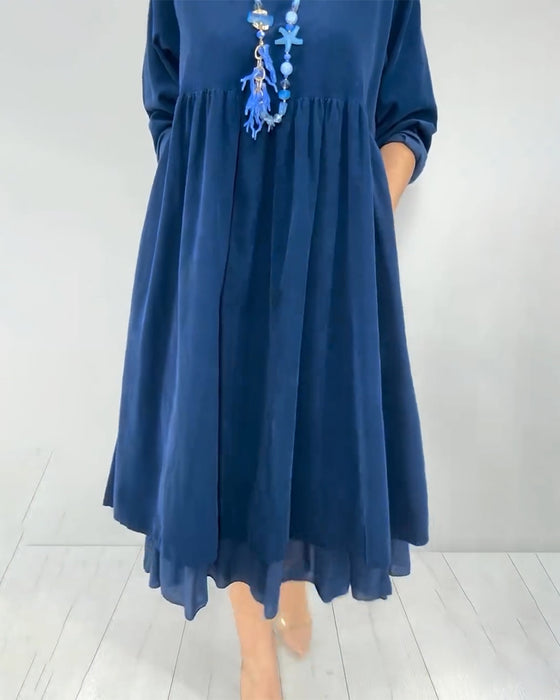 Klänning Dubbelt Lager Lös Mesh Lappverk