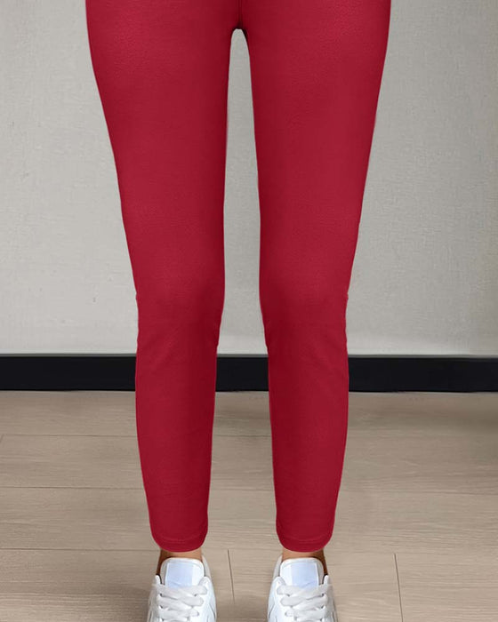 Byxa Kvinnors Ficka Enfärgad Slimmad Casual