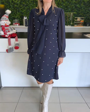 Klänning Flytande Långärmad Lappverk Rak