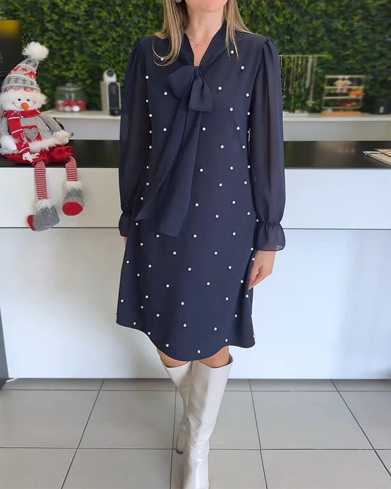 Klänning Flytande Långärmad Lappverk Rak