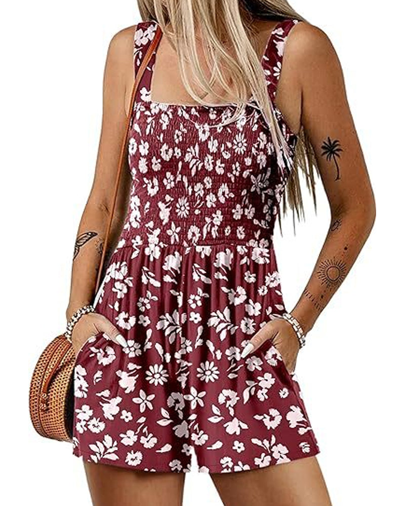 Hoppdräkt blommig avslappnad bandshorts
