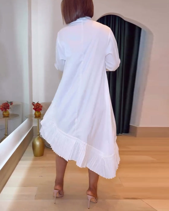 Klänning Ståkrage Oregelbunden Plisserad