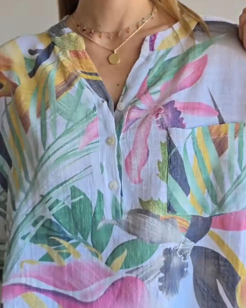 Blus Knappning V-hals