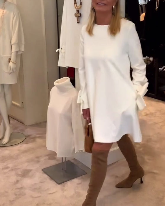 Klänning Modigt Rund Halsklaff Slängärm