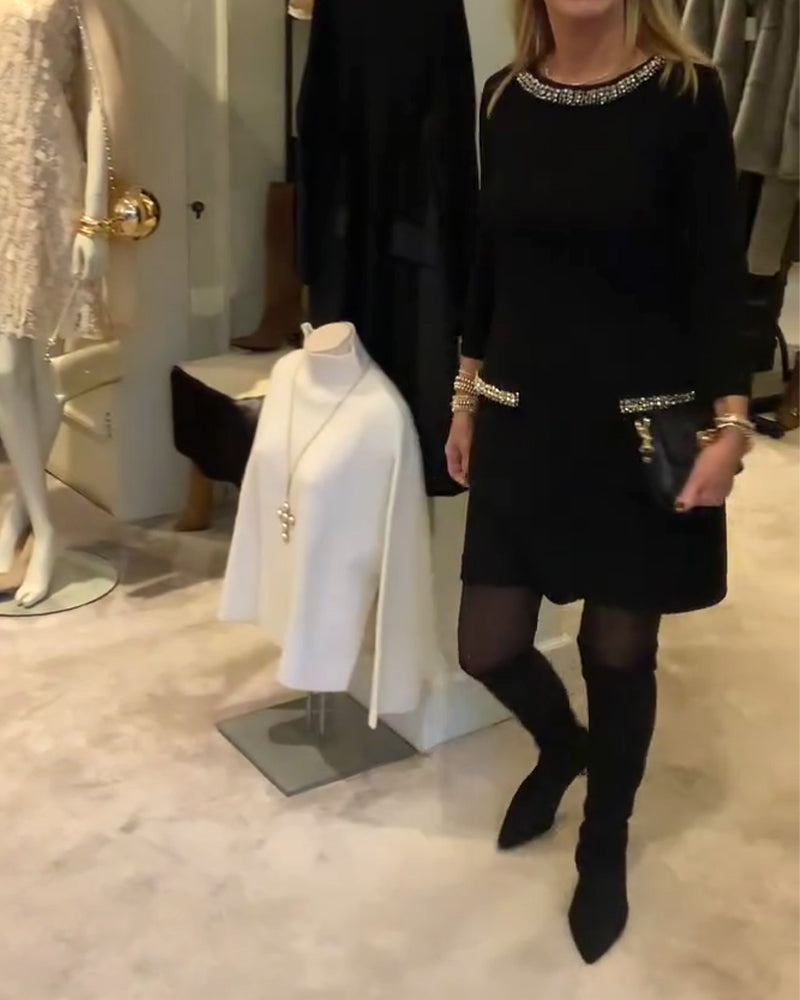 Klänning Modig Het Rhinestone Stil Långärmad