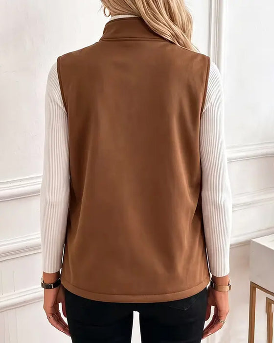 Cardigan Vadderad Polar Fleece Öppen Fram