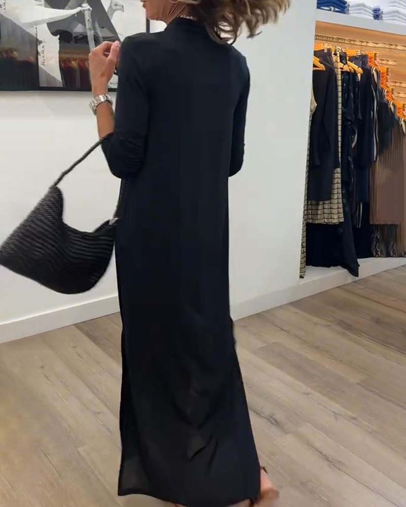 Klänning V-Ringning Tryckt Gatustil