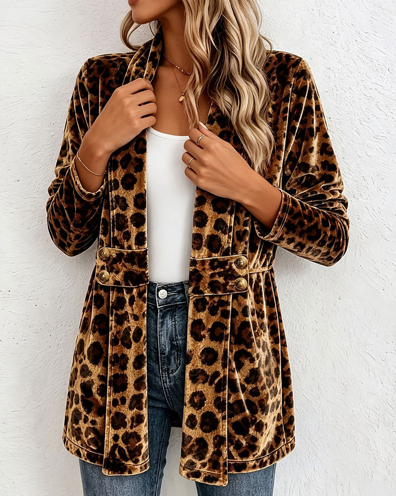 Kappa Leopardmönster Mellångd Cardigan