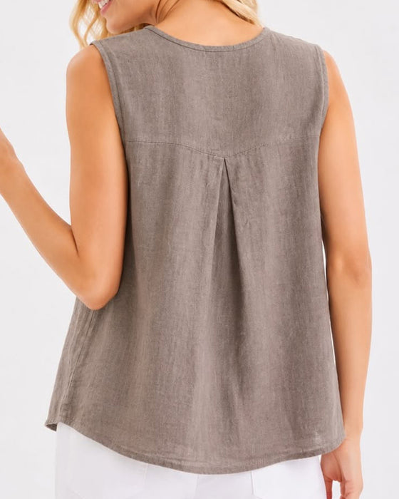 Tank Top Casual Knapp Ärmlös