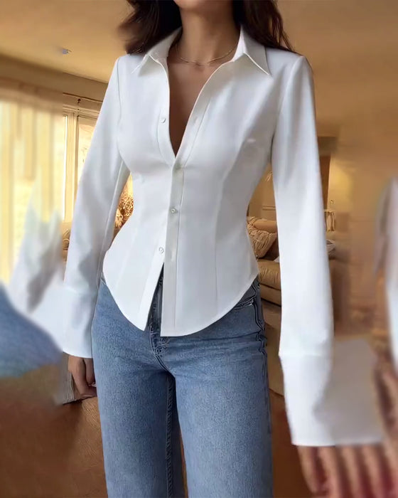 Elegant skjorta i enfärgad slim fit