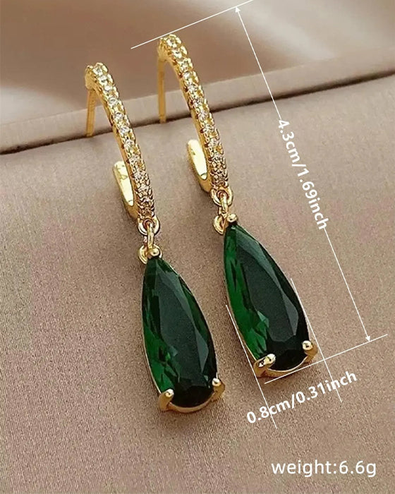 Örhängen Konstgjord Ädelsten & Rhinestone Dekor Hängande Hoops