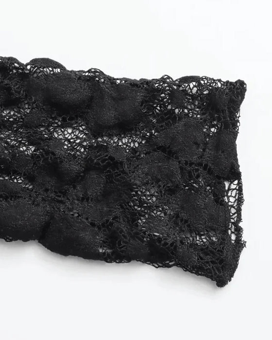 Bodysuit Rundhalsad Lång Ärm Spets