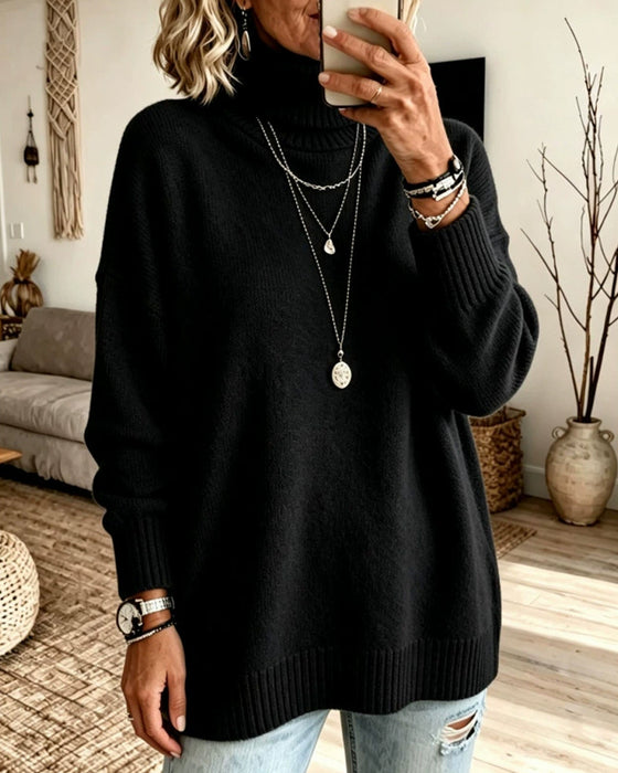 Pullover Hög Halsning Lös