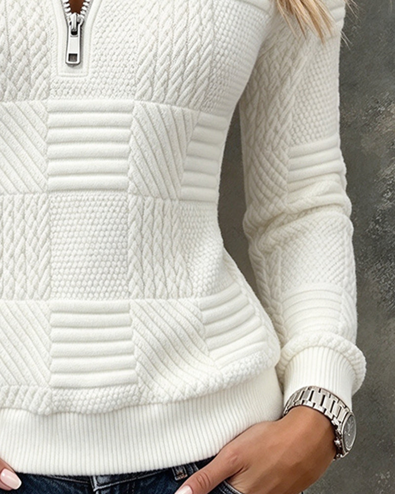 Sweatshirt Dragkedja Solid Casual