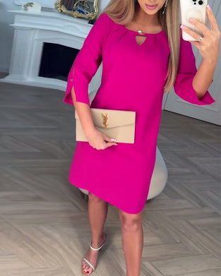 Klänning Elegant Enfärgad Ihålig Rak