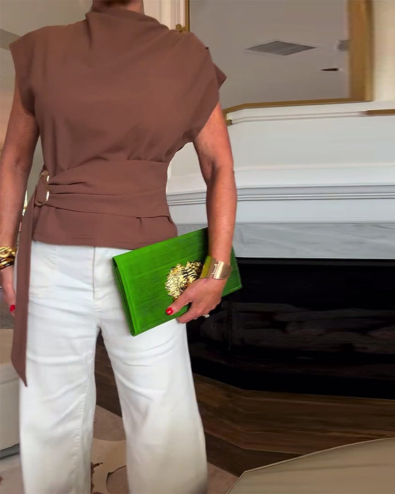 Figursyddad Enfärgad Blus