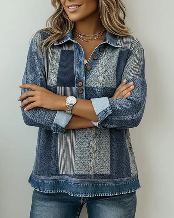 Sweatshirt Med Långa Ärmar Och Färgblocktryck