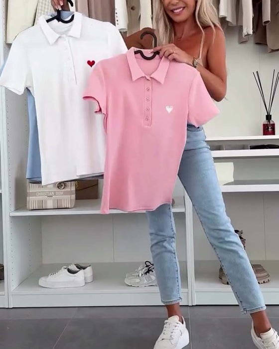 T-shirt Lapel Polo Shirt Enfärgad Slim Fit