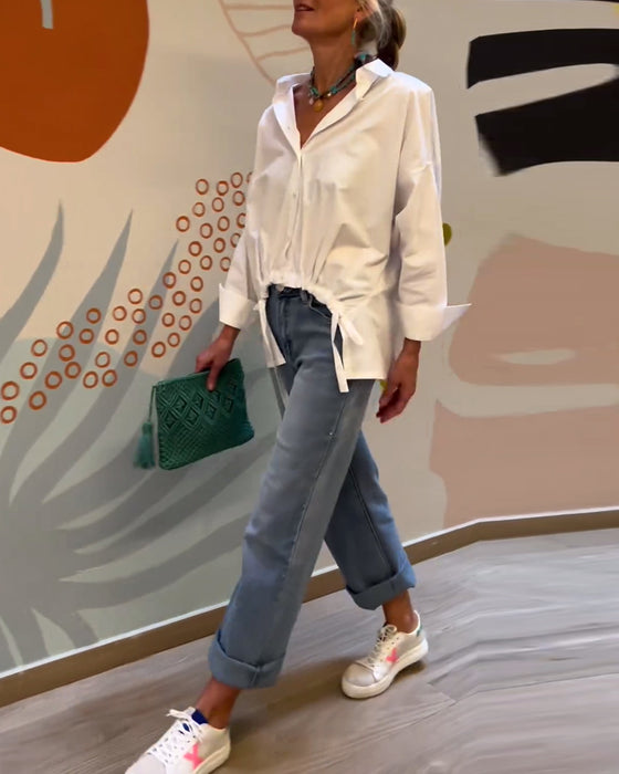 Pendlande enfärgad kavajtopp