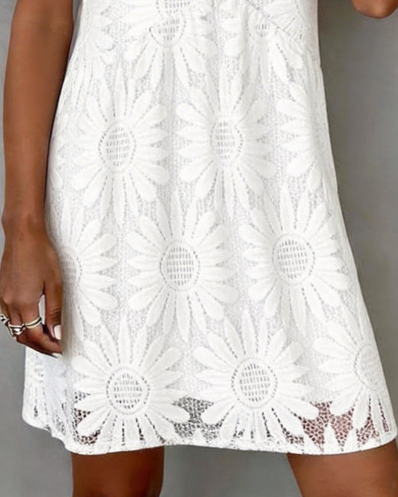 Klänning Tusensköna Spets V-ringning Kort Ärm