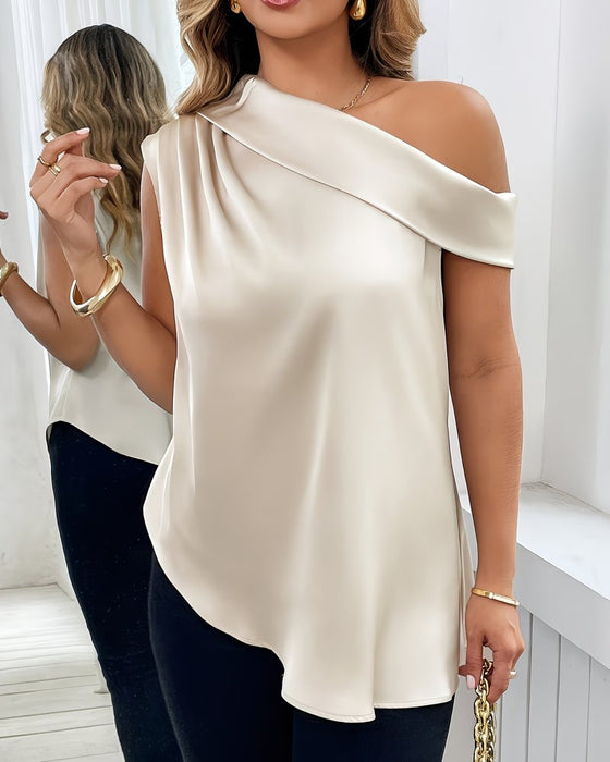 Blus En Axel Kortärmad Satin