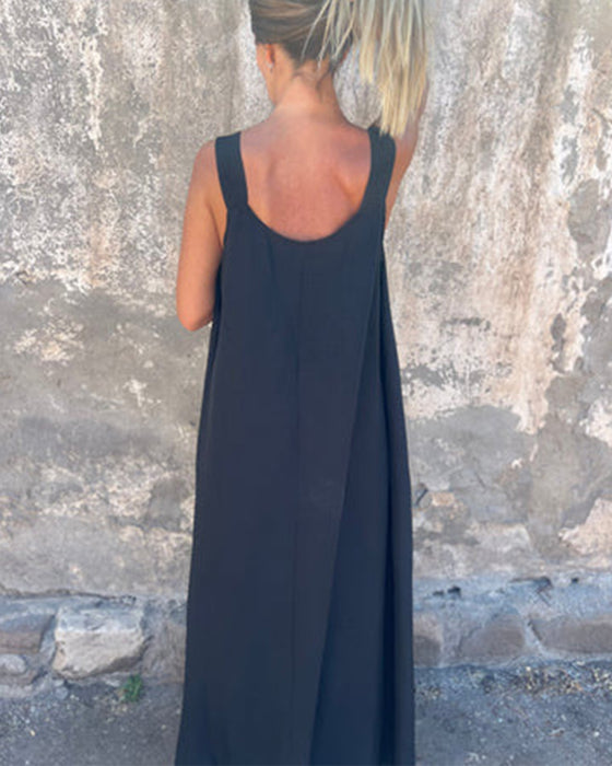 Klänning Ärmfri Enfärgade Trendig Lång