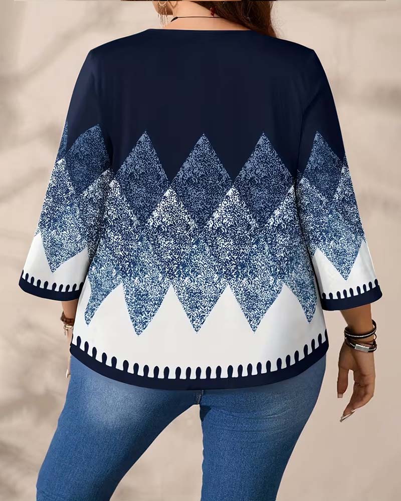 Top Löst Sitthande Rund Halsringning Sjuåttondels Ärm