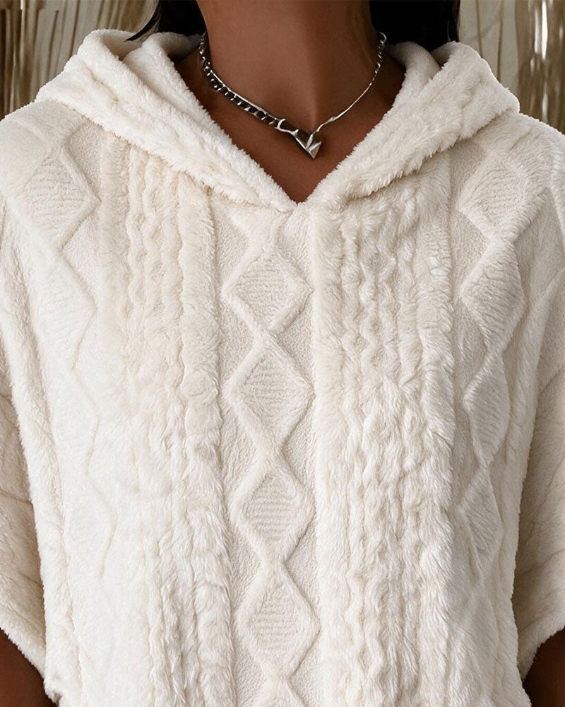 Hoodie Huvförsedd Armbågslång Ärm Lös Argyle