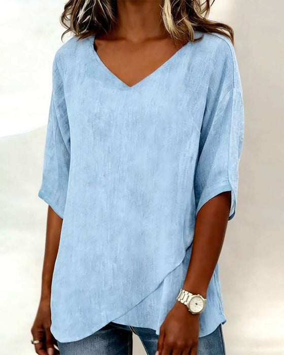 Topp Oregelbunden Fåll Enfärgad V-Ringning