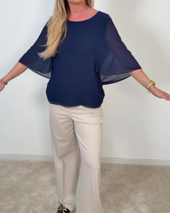 Blus Klockärm Rundhals