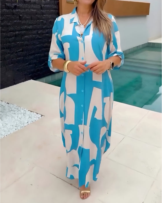 Klänning Casual Skjorta Lång