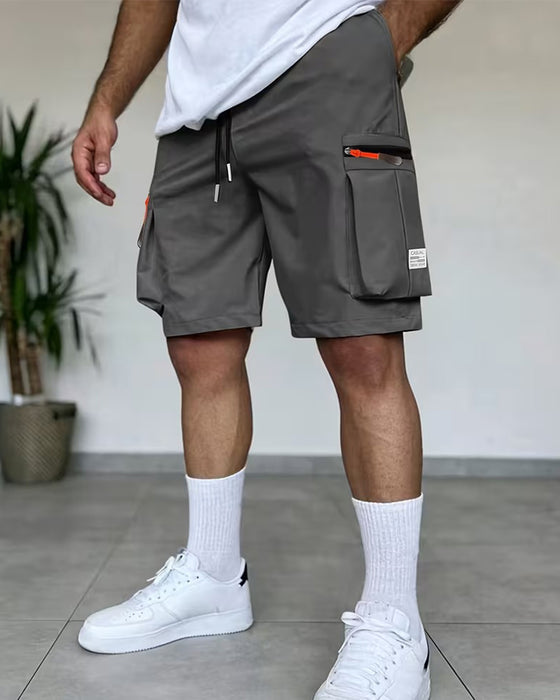 Herr Byxa Enfärgad Loose Fit Kort Cargo