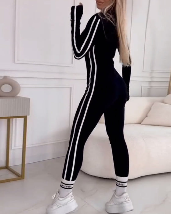 Jumpsuit casual sport randiga tights och bantning
