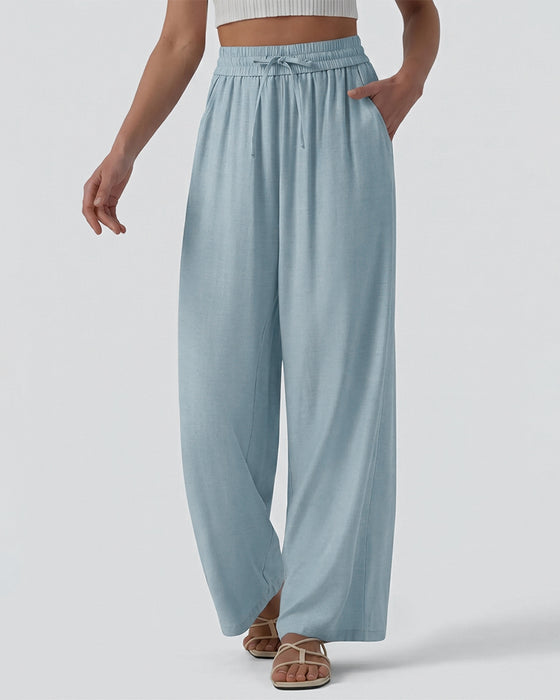 Byxor Elastic Midja Bred Ben Knyt Casual