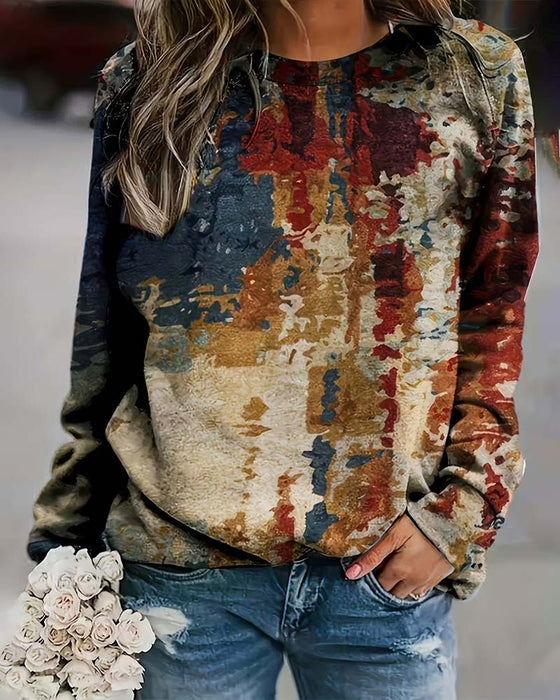 Topp Vintage Tryckt Avslappnad