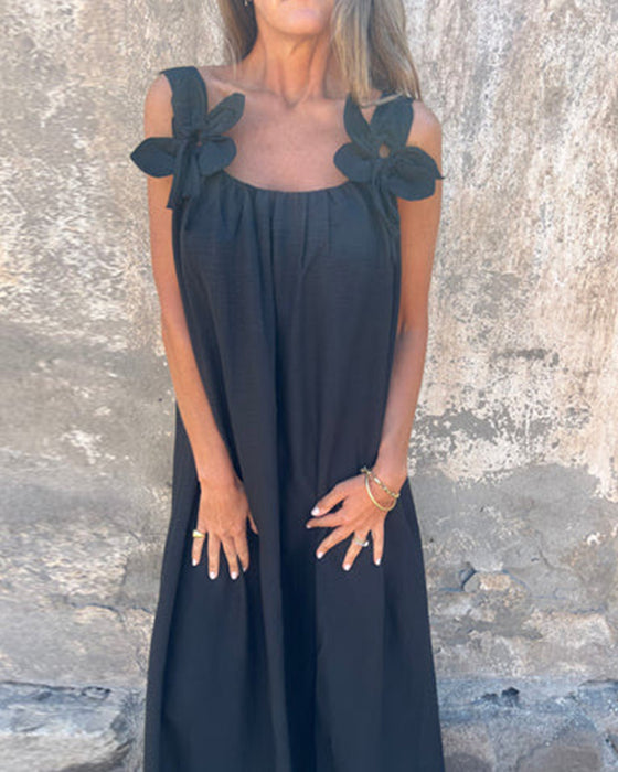 Klänning Ärmfri Enfärgade Trendig Lång