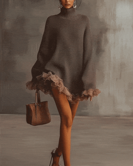 Set Med Elegant Stil, Tröja Lager Och Camisole Klänning