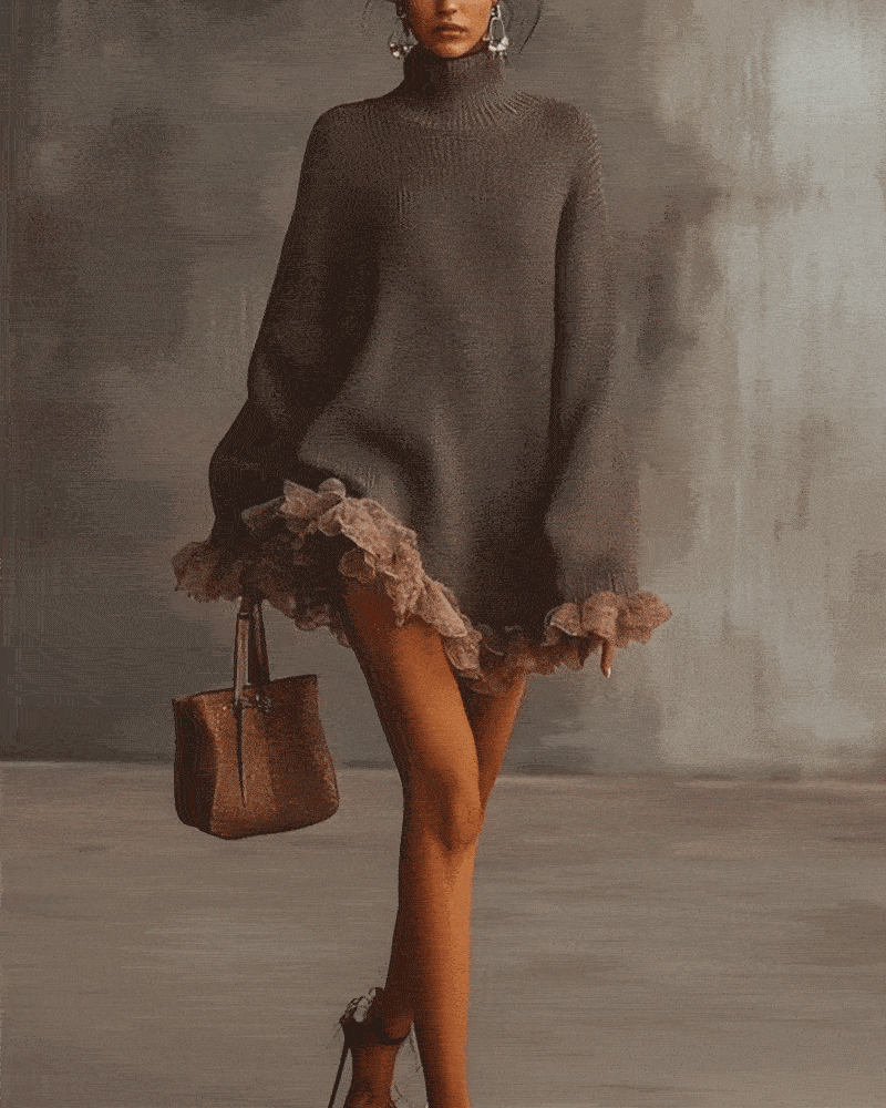 Set Med Elegant Stil, Tröja Lager Och Camisole Klänning